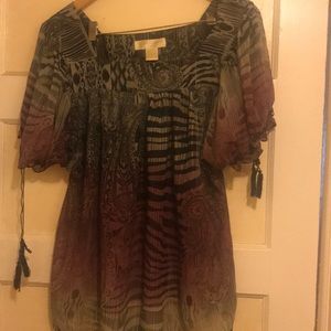 Sheer top with puffy sleeves